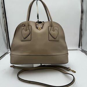 Anne Klein Faux Leather Deep Cream Domed Large‎ Bag